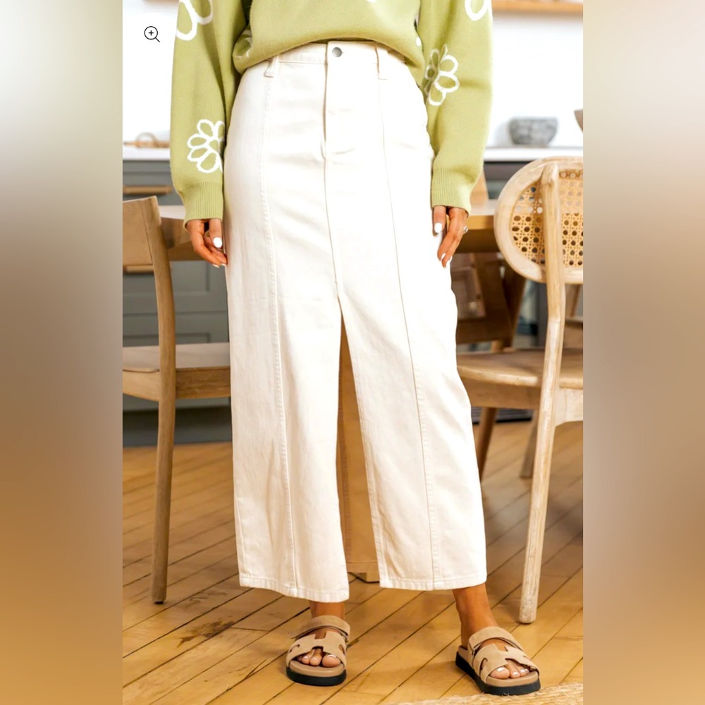 MIOU MUSE FRONT SLIT DENIM MAXI SKIRT